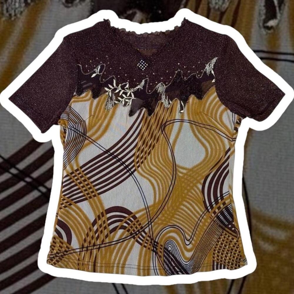 Vintage y2k abstract mesh top